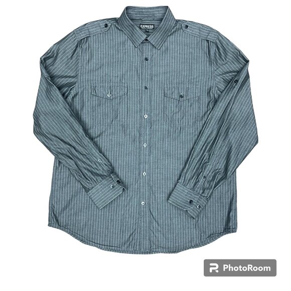 Men's EXPRESS Modern Fit Button-down‎ Long Sleeve Dress Shirt- Size Large - Picture 1 of 12